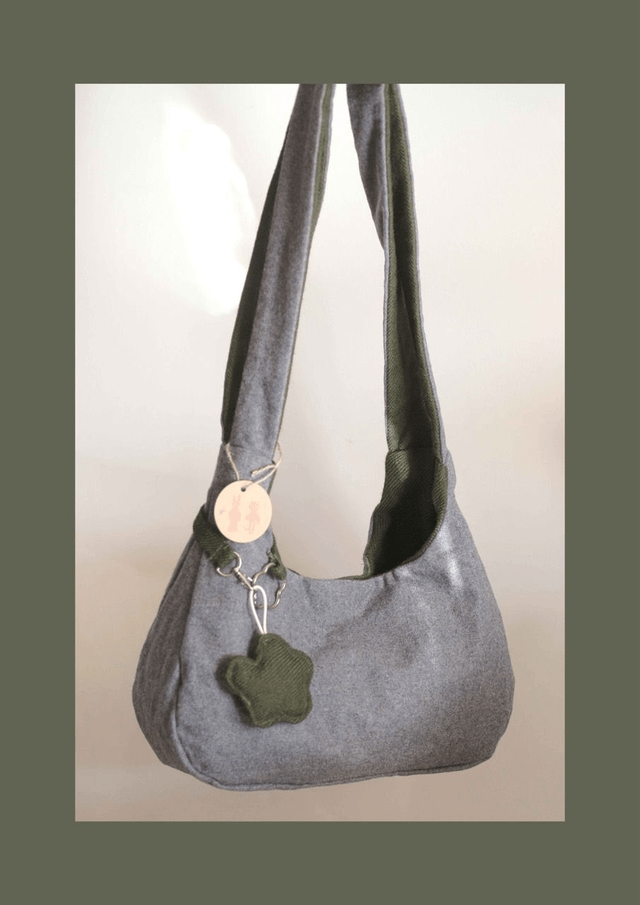 reversible shoulder bag - green & grey