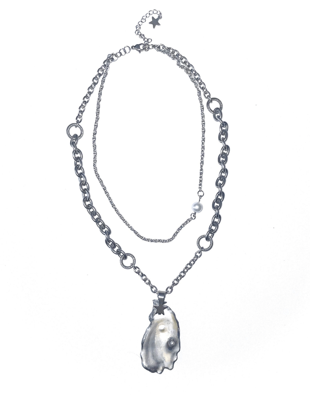 'silver oyster' necklace