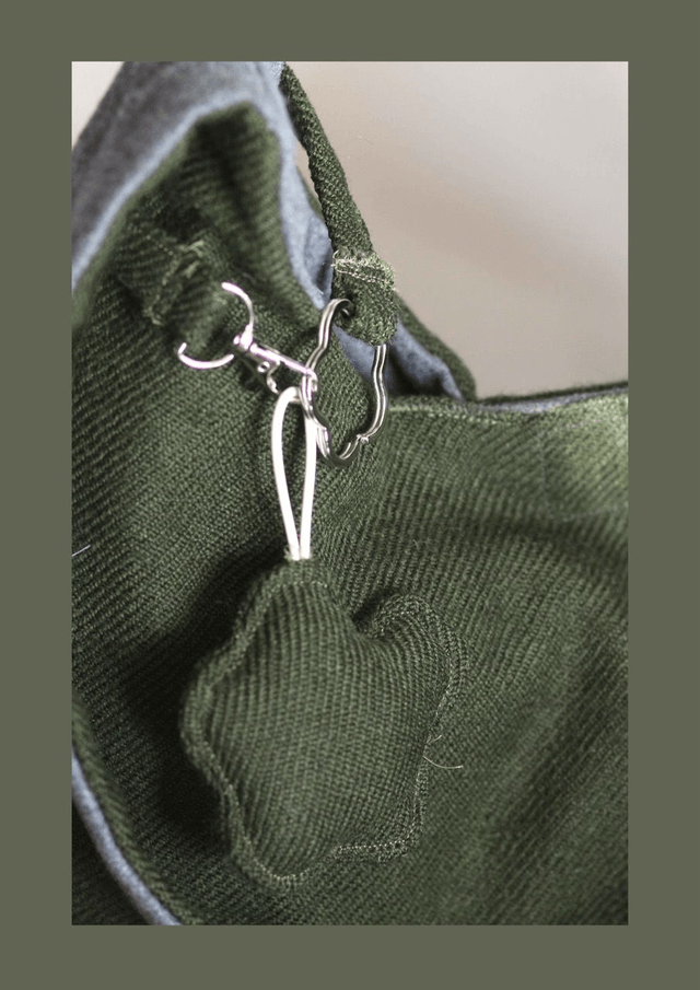 reversible shoulder bag - green & grey