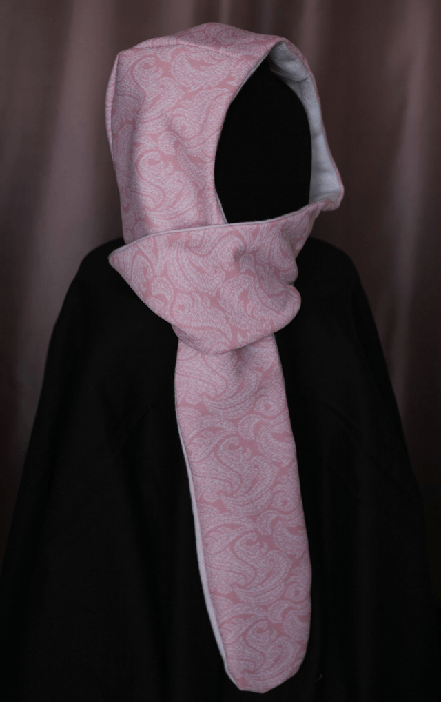 pink/white hood-scarf