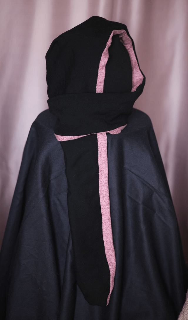 pink black hood-scarf