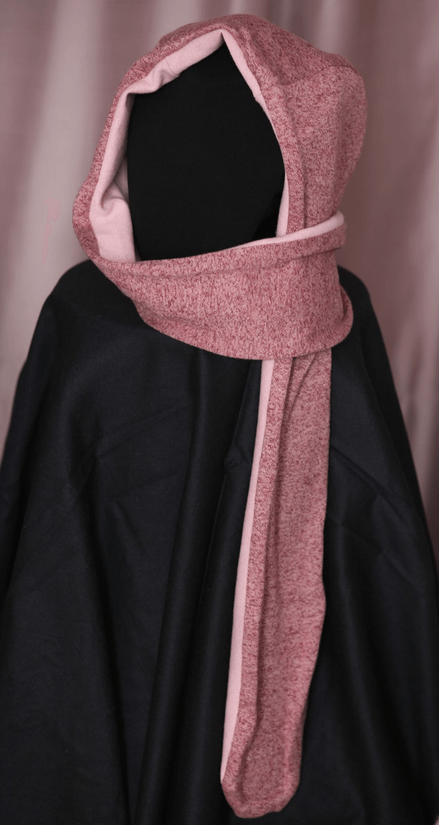 pink hood-scarf