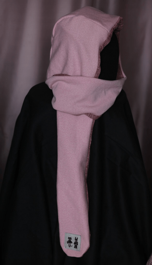 pink hood-scarf