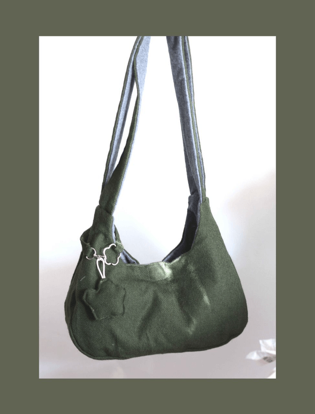 reversible shoulder bag - green & grey