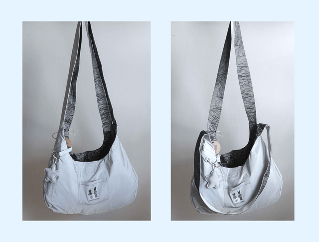 grey shoulder bag with pocket