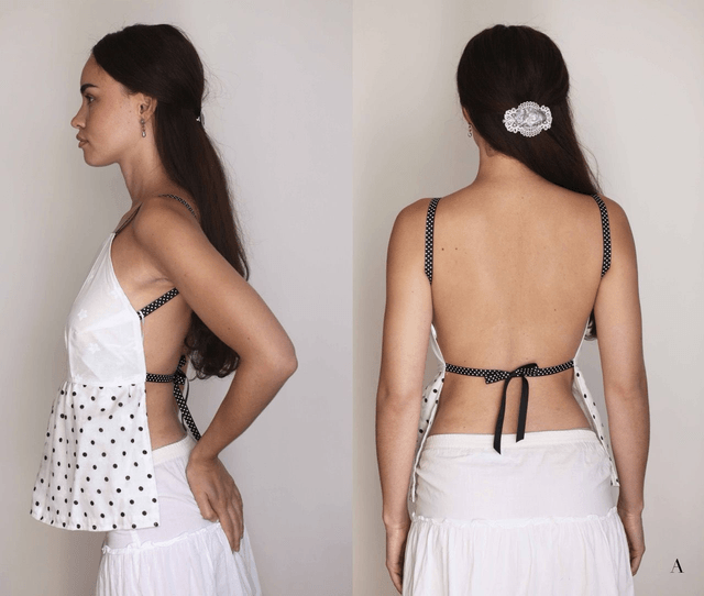 polka dot backless top S/M-M