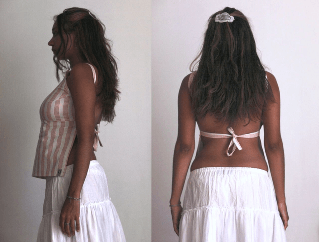 striped backless top XS-S