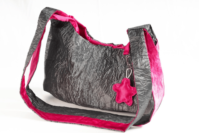 grey & pink shoulder bag with interior pocket