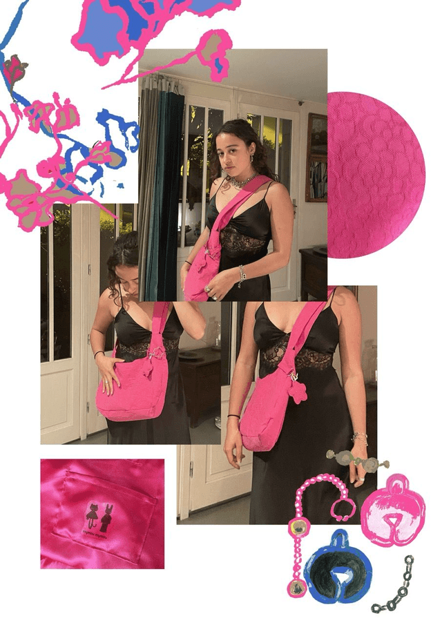 shoulder bag - brown and pink