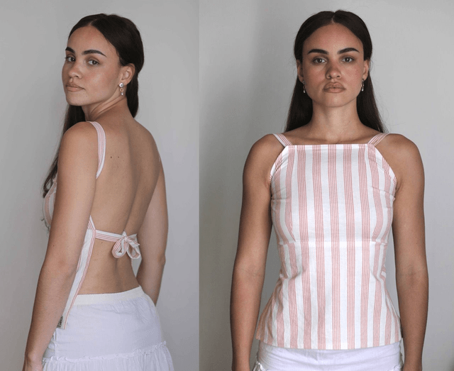 striped backless top XS-S