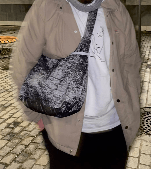 grey shoulder bag with pocket
