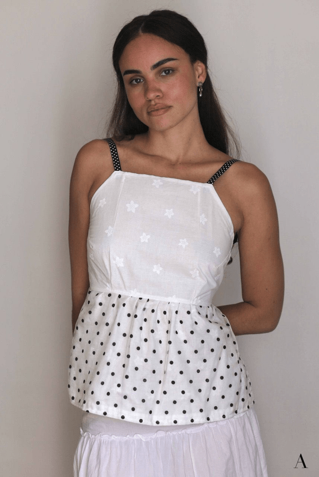 polka dot backless top S/M-M