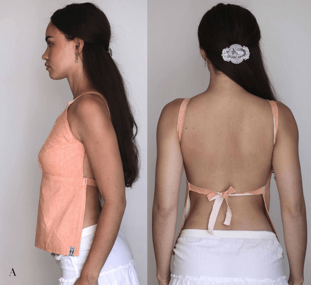 orange backless top XS- S/M