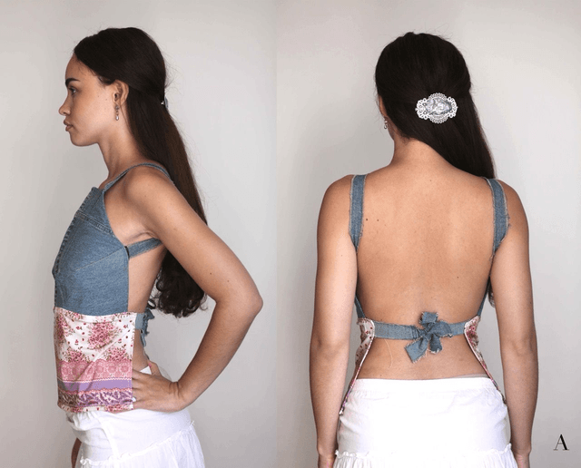 jean backless top S-M