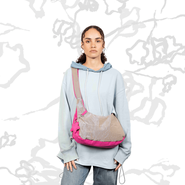shoulder bag - brown and pink
