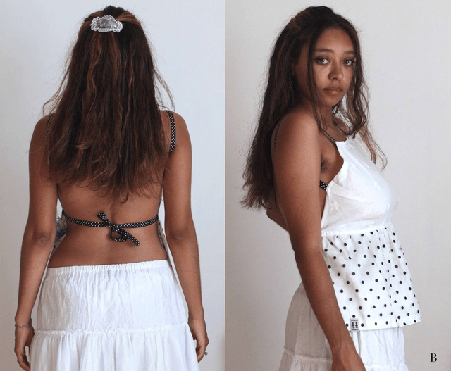 polka dot backless top S/M-M