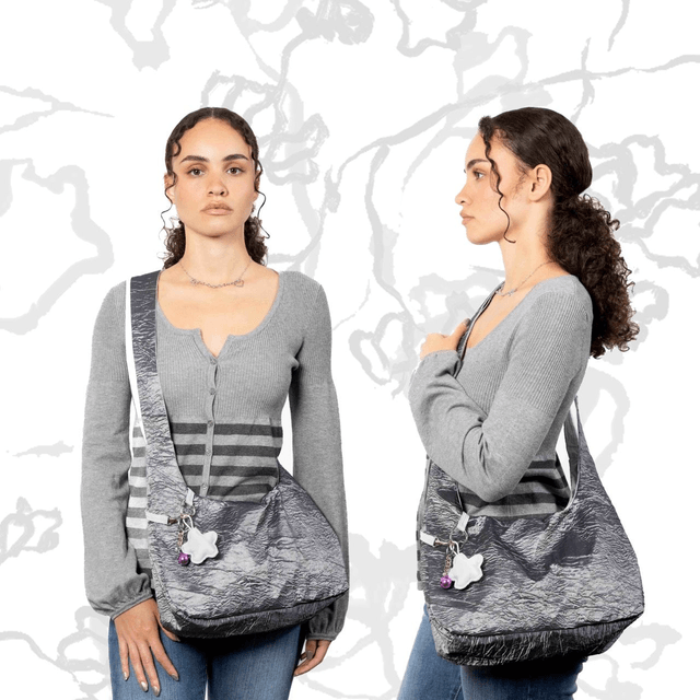 grey shoulder bag with pocket