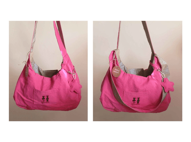 shoulder bag - brown and pink