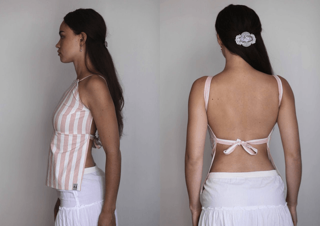 striped backless top XS-S
