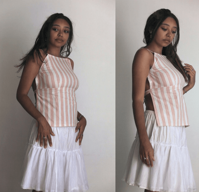 striped backless top XS-S