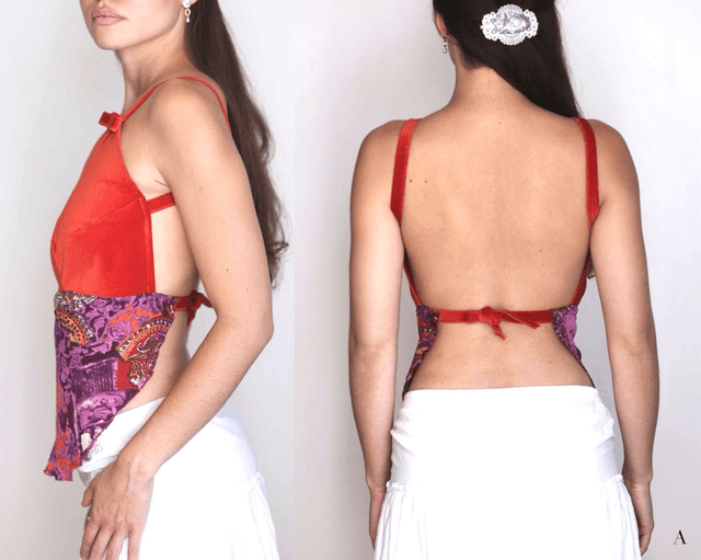 velvet backless top S-M