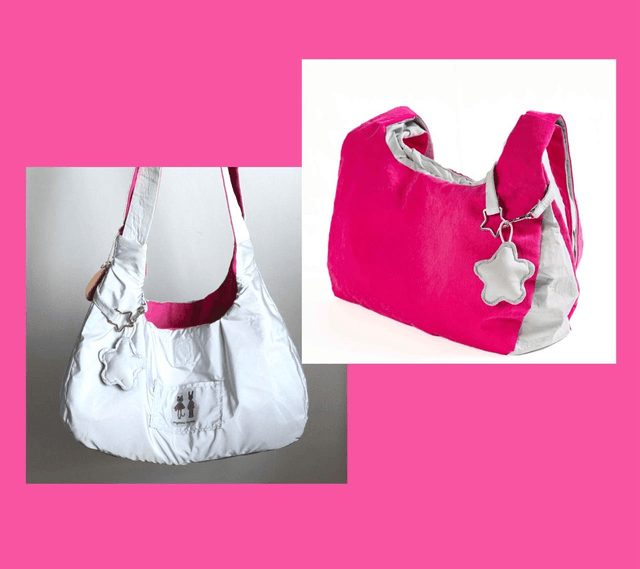 shoulder bag - pink and grey